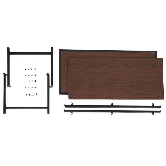 Iron Frame Coffee Table with Wooden Top and Bottom Shelf, Brown and Black
