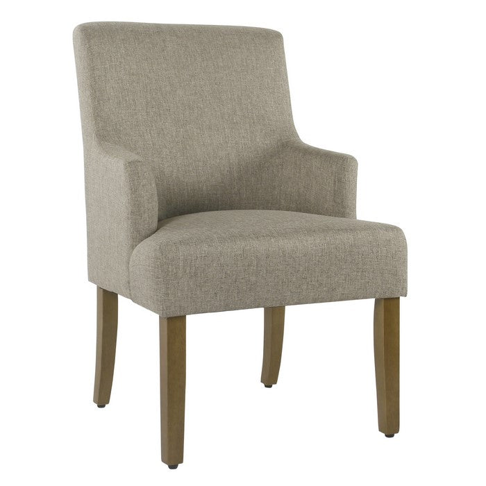 Fabric Upholstered Wooden Parson Dining Chair with Tapered Leg Support, Gray and Brown