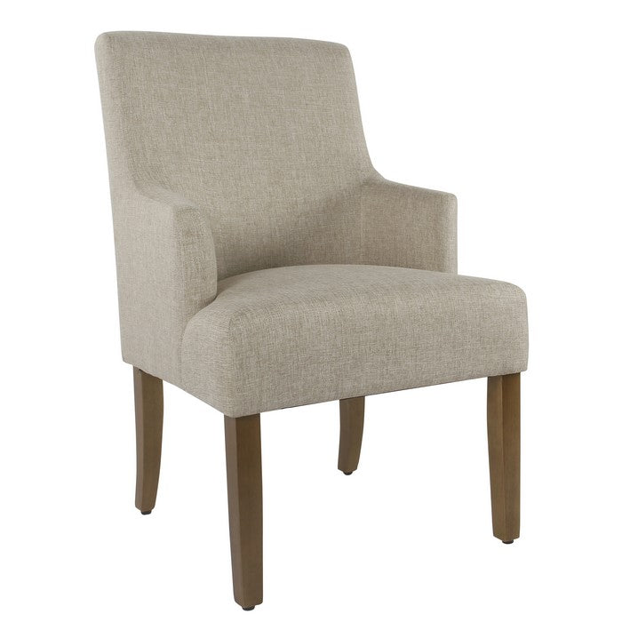 Fabric Upholstered Wooden Parson Dining Chair with Tapered Leg Support, Beige and Brown