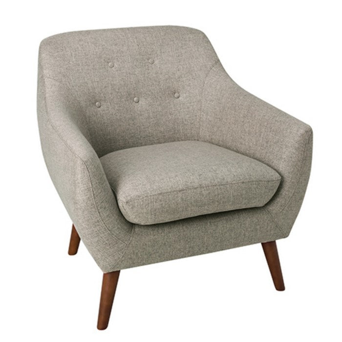 Fabric Upholstered Wooden Accent Chair with Flared Arms, Gray and Brown