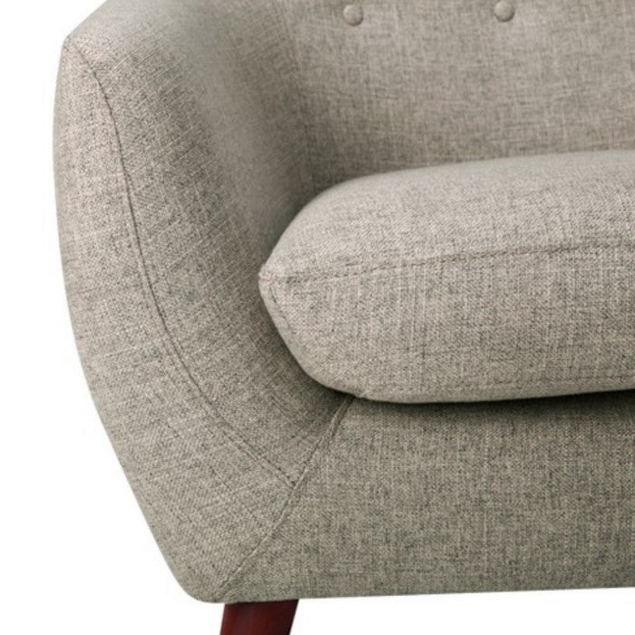 Fabric Upholstered Wooden Accent Chair with Flared Arms, Gray and Brown