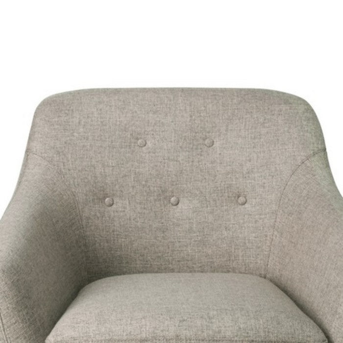 Fabric Upholstered Wooden Accent Chair with Flared Arms, Gray and Brown