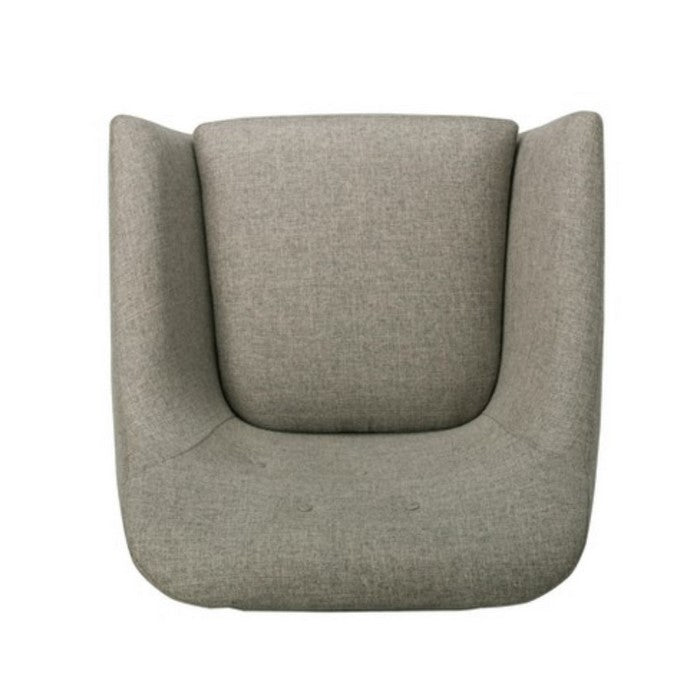 Fabric Upholstered Wooden Accent Chair with Flared Arms, Gray and Brown