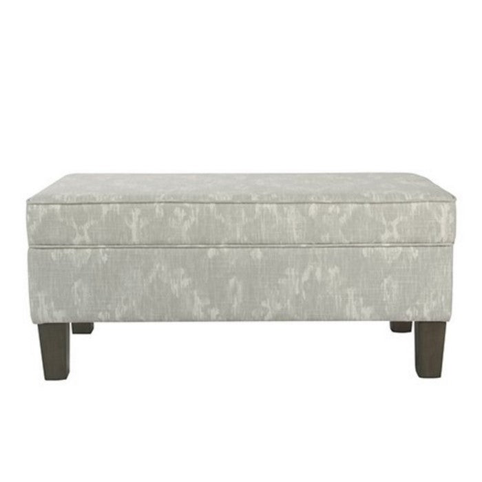 Fabric Upholstered Wooden Bench with Hidden Storage, Gray and Brown