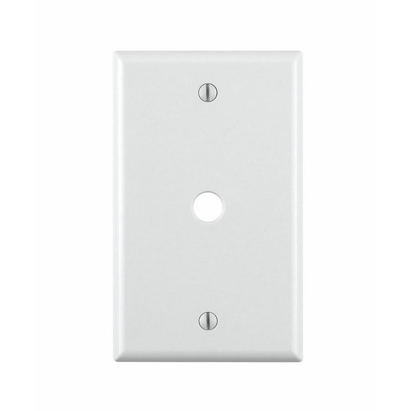 Leviton 88013 1-Gang .406 Inch Hole Device Telephone/Cable Wallplate, Standard Size, Thermoset, Box Mount, White
