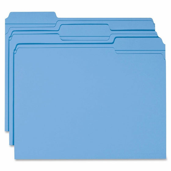 Smead File Folder, Reinforced 1/3-Cut Tab, Letter Size, Blue, 100 per Box (12034)