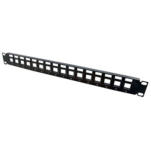 C2G/Cables to Go 03858 16-Port Blank Keystone/Multimedia Patch Panel, Black