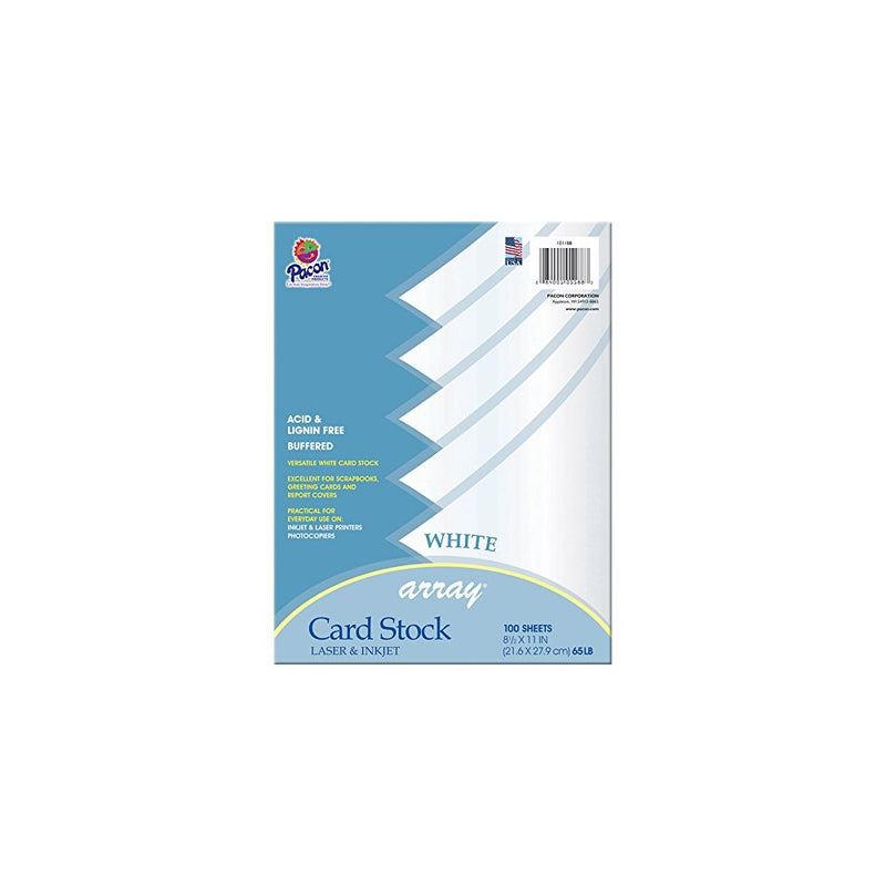 Pacon Card Stock, 8 1/2-inches by 11-inches, White, 100 Sheets (101188)