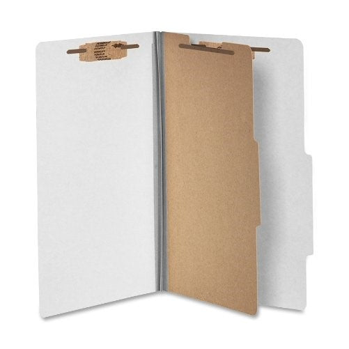 Wilson Jones Classification Folders with Fasteners, Pressboard, 4-Part, Legal Size, Gray, 10 per Box (A7016054)