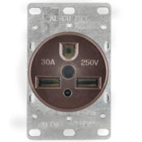 Eaton 1234 30-Amp 2-Pole, 3-Wire 250-Volts Heavy Duty Grade Flush Mount Power Receptacle, Brown