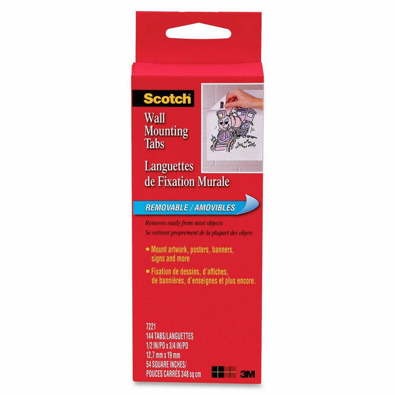 Scotch Wall Mounting Tabs 7221, 1/2-inch x 3/4-inch, 144 Tabs