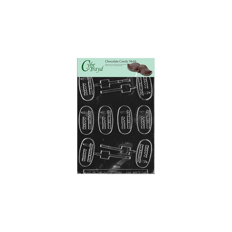 Cybrtrayd Life of the Party K054 Happy Birthday Pop Lolly Chocolate Candy Mold in Sealed Protective Poly Bag Imprinted with Copyrighted Cybrtrayd Molding Instructions