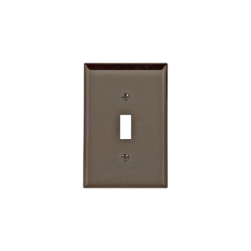 Cooper Wiring Devices PJ1B Unbreakable Mid Size 1-Gang Toggle Wallplates Polycarbonate, Brown