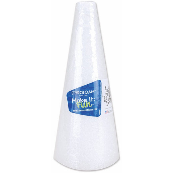 FloraCraft Styrofoam Cone 3.9 Inch x 8.8 Inch White