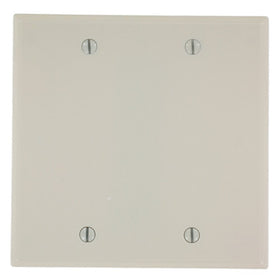 Leviton 78025 2-Gang No Device Blank Wallplate, Standard Size, Thermoset, Box Mount, Light Almond