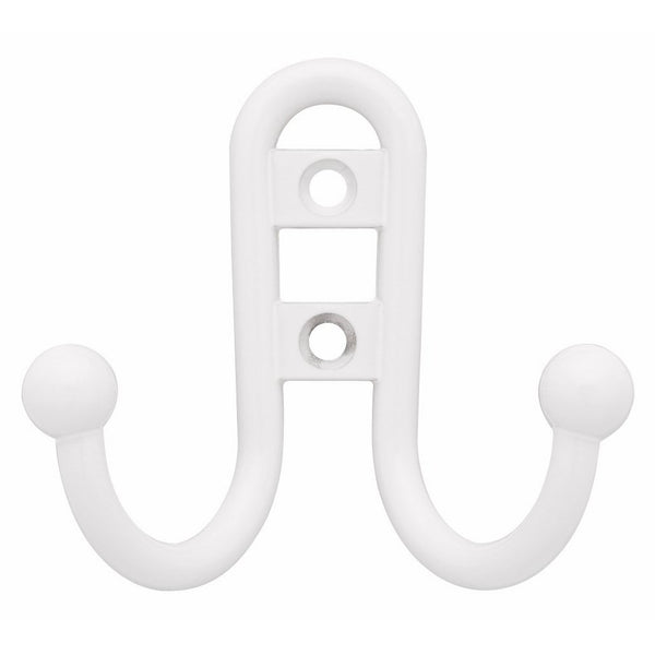 Liberty Hardware B46115Z-W-C Double Prong Robe Hook with Ball End, White