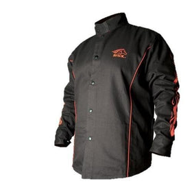 BSX Flame-Resistant Welding Jacket - Black with Red Flames, Size 2X-Large