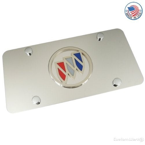 Buick Chrome Logo On Polished Steel License Plate