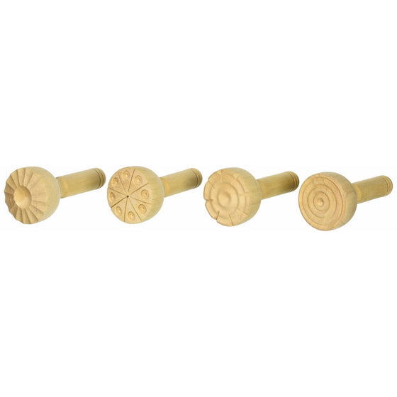 School Smart Wooden Clay Stamps - Set of 4