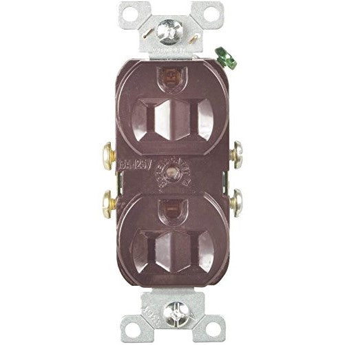 Cooper Wiring Devices CR15B-SP-L Commercial Grade Straight Blade Duplex Receptacle with 15-Amp, 125-Volt, 5-15-NEMA Rating, Brown