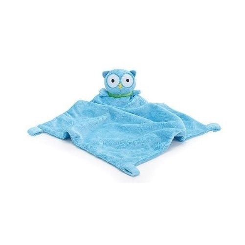 Adorable Soft Blue Security Blanket with Plush Owl For Baby or Toddler