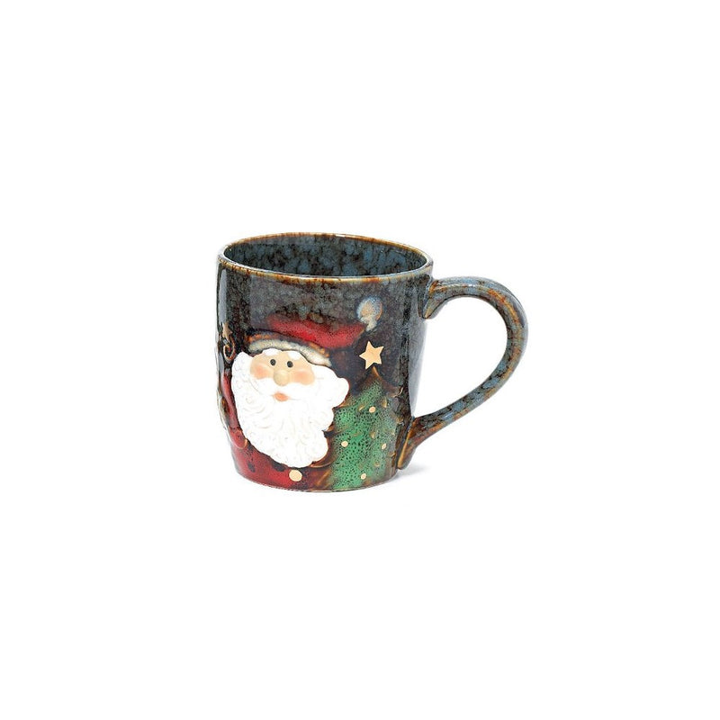 Santa Yuletide Christmas 18 oz Coffee Mug Porcelain Cup with Marbleized Look