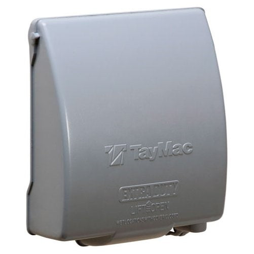 Taymac MX7280S Weatherproof Metallic Low Profile While-In-Use Device cover with 55-in-1 Configurations and Two Gang, Vertical, Gray