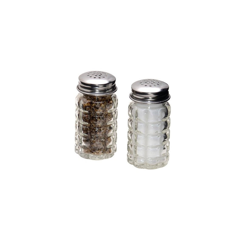 Retro Style Salt and Pepper Shakers with Stainless Tops (2)