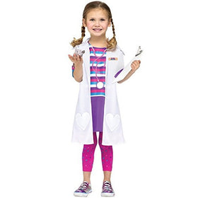 Fun World Costumes Baby Girl's Dolly Doctor Toddler Costume, White/Pink/Purple, Large(3T-4T)