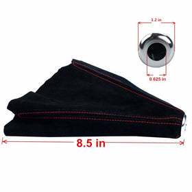 Dewhel Jdm Universal Suede Manual Shift Boot Black W/Red Stitching for Honda Acura