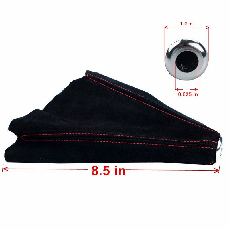 Dewhel Jdm Universal Suede Manual Shift Boot Black W/Red Stitching for Honda Acura