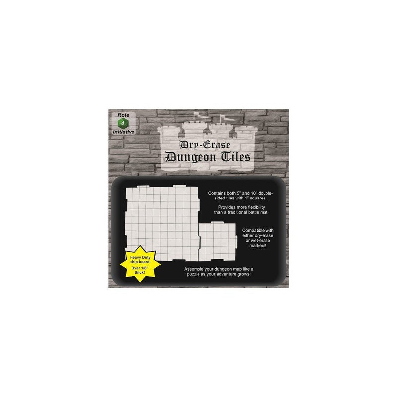 Role 4 Initiative Dry Erase Dungeon Tiles, Combo Set of five 10" and sixteen 5" interlocking squares for role-playing and miniature tabletop games