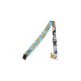 Wonder Woman Comic Strip Reversible Breakaway Keychain Lanyard with ID Holder, Rubber Charm and Collectible Sticker