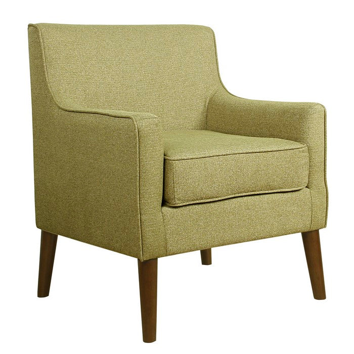 Fabric Upholstered Wooden Accent Chair with Plush Seat Cushion, Green and Brown