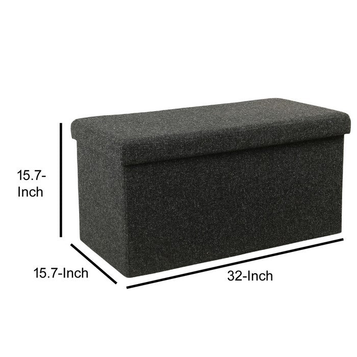 Fabric Upholstered Metal Collapsible Bench with Lift Off Lid Storage, Dark Gray