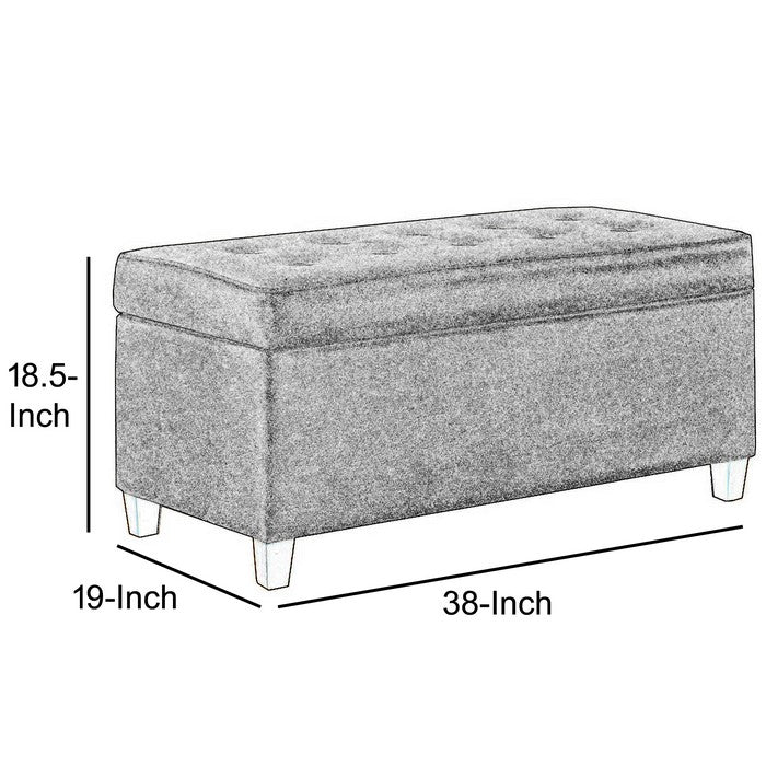 Leatherette Upholstered Wooden Bench with Button Tufted Lift Top Storage, Gray