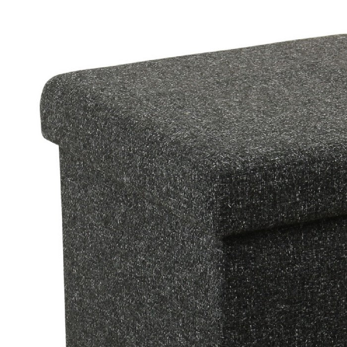 Fabric Upholstered Metal Collapsible Ottoman with Lift Off Lid Storage, Dark Gray