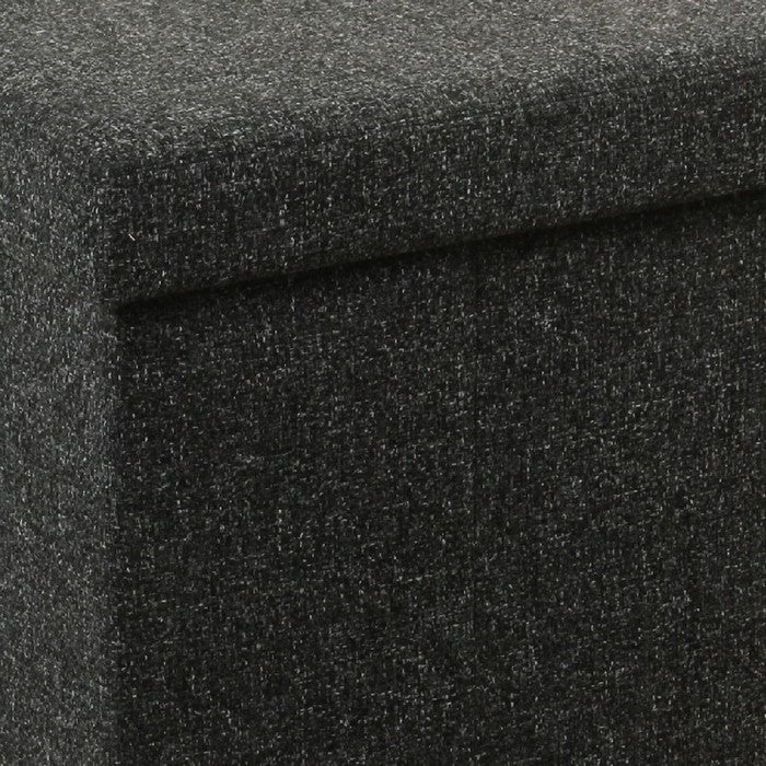 Fabric Upholstered Metal Collapsible Ottoman with Lift Off Lid Storage, Dark Gray