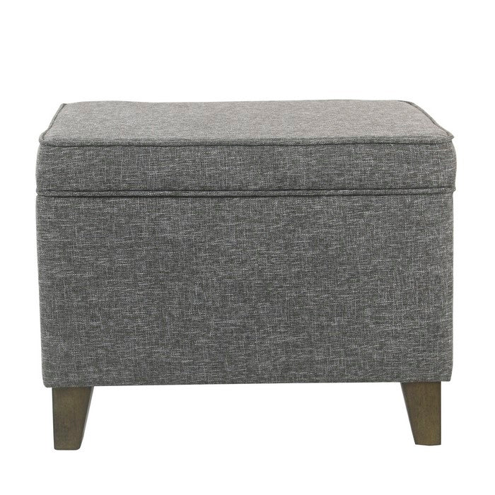 Rectangular Fabric Upholstered Wooden Ottoman with Lift Top Storage, Gray