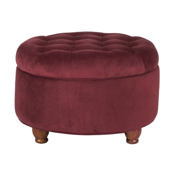 Velvet Upholstered Wooden Ottoman with Tufted Lift Off Lid Storage, Red