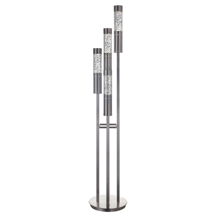 Contemporary Metal Floor Lamp with Three LED Glass Tubes, Silver