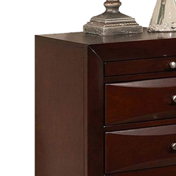 Contemporary Style Wooden Nightstand with Three Drawers and Metal Knobs, Brown