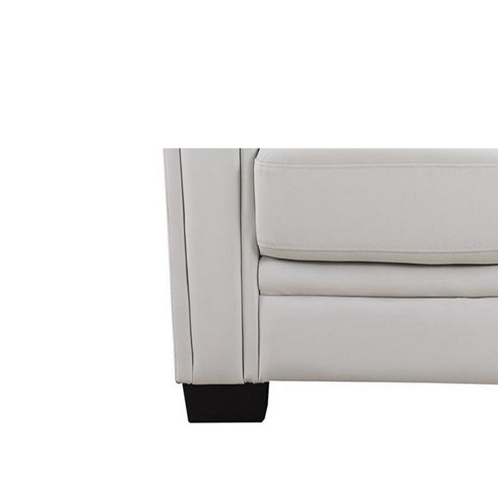 Leather Upholstered Wooden Loveseat with Tufted Armrests, White