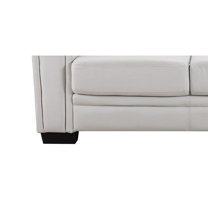 Leather Upholstered Wooden Sofa with Tufted Armrests, White
