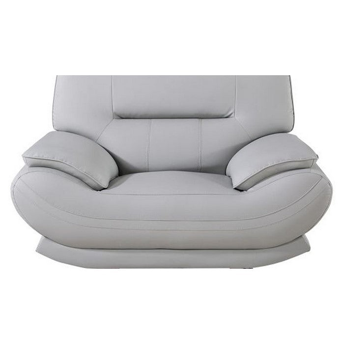 Faux Leather Upholstered Wooden Chair with Slender Legs Support, Light Gray and Silver