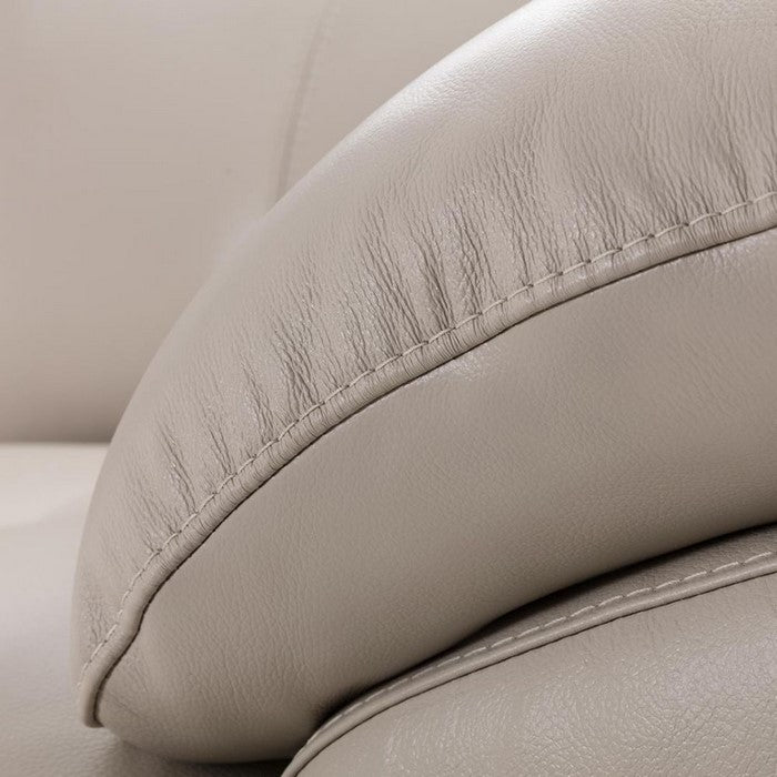 Leatherette Upholstered Wooden Loveseat with Plush Bustle Back and Steel Feet, Light Gray
