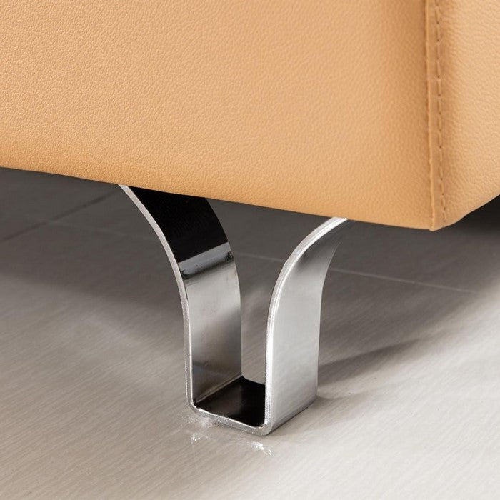 Leather Upholstered Chair with Spilt Back, Pillow Top Armrest and Steel Feet, Yellow