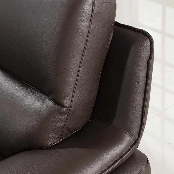 Leather Upholstered Chair with Spilt Back, Pillow Top Armrest and Steel Feet, Dark Brown
