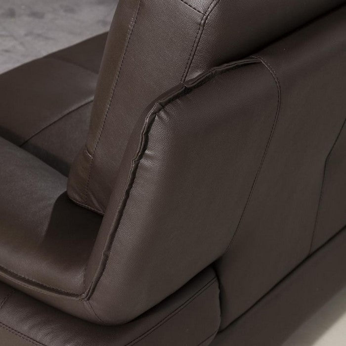 Leather Upholstered Chair with Spilt Back, Pillow Top Armrest and Steel Feet, Dark Brown