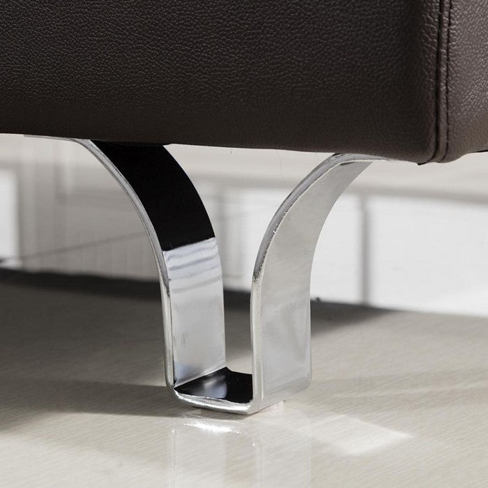 Leather Upholstered Chair with Spilt Back, Pillow Top Armrest and Steel Feet, Dark Brown